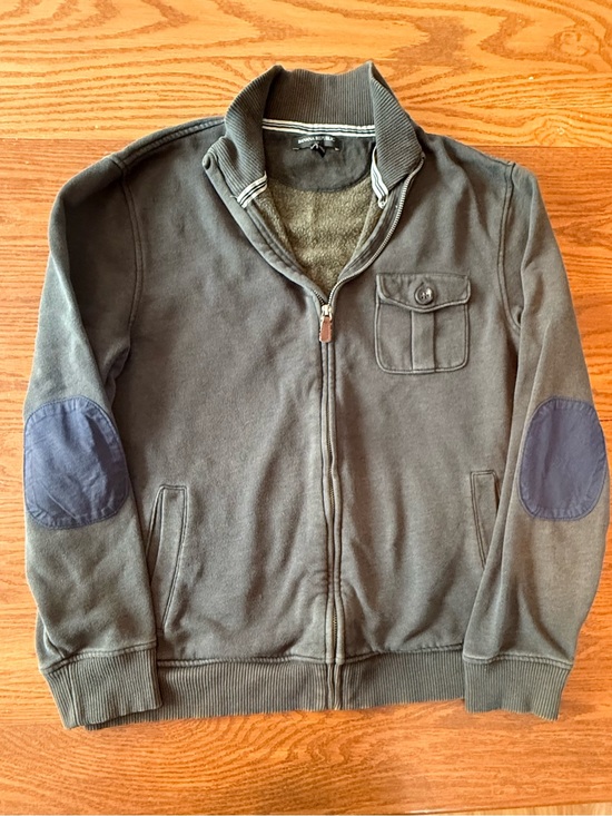 Banana Republic Other - Banana Republic Olive Green Zip-Up Sweater with Elbow Patches
